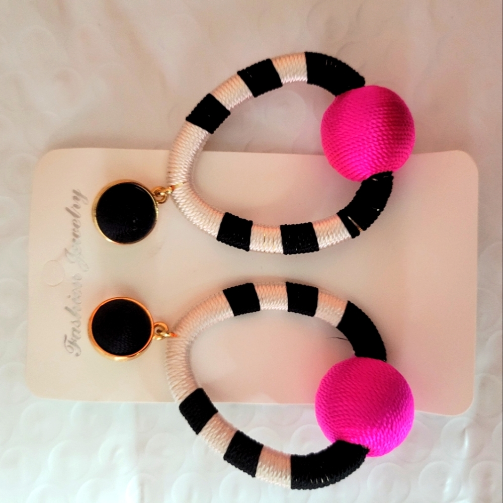 Pink and Black Earrings